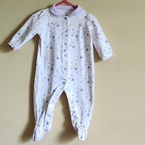 Carters Baby Purple One Piece footed Outfit With Flowers. Size 9 Months
